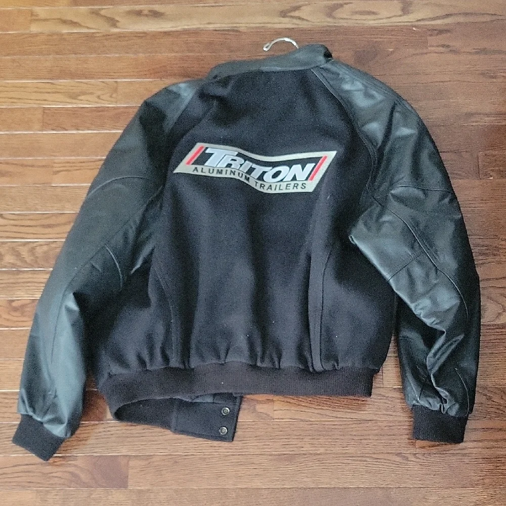 Black Leather Sleeve Men's Jacket